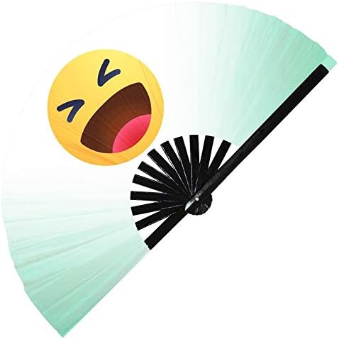 Emoji UV Glow Hand Fan Hand Emoji Bambu dobrável Fan do ventilador de emoticon emoji Ícone Fan de mão