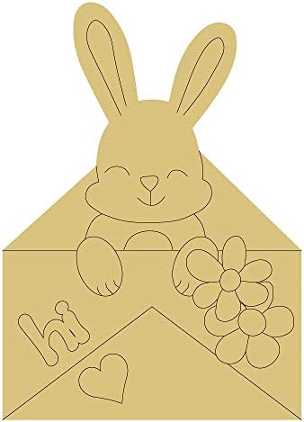 Design de coelho por linhas recortar coelho inacabado Bunny Páscoa Décora cabide de porta MDF Estilo de tela 32 Art 1
