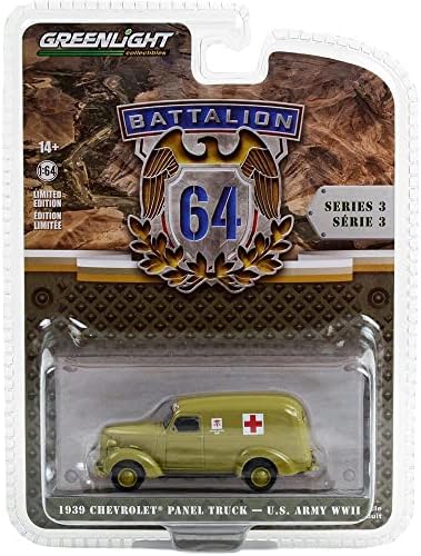 Greenlight 61030-A 1:64 Batalhão 64 Série 3 1939 Chevy Painel Truck Ambulância do Exército dos EUA