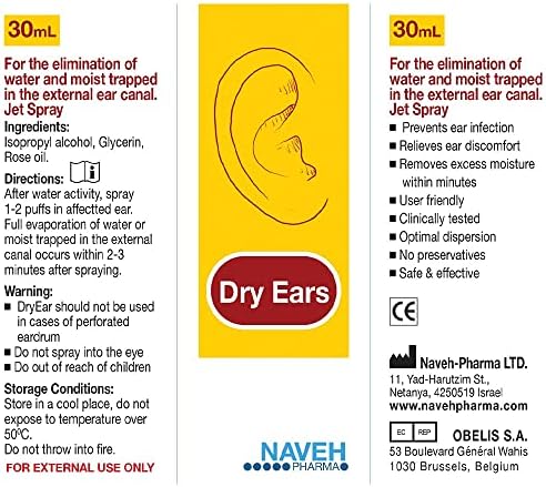 1 unidade naveh farmha cleandears spray de cera de bebê 1 fl oz + 1 unidade Naveh farmacêutica as orelhas secas 1 fl oz