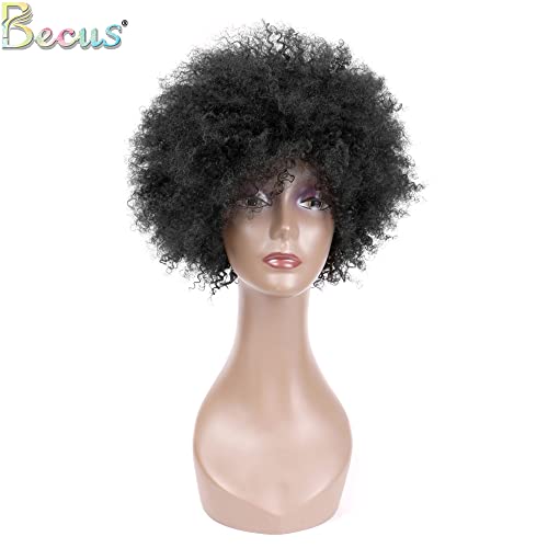 BECUS Afro Curly Wig para mulheres negras curtas peruca encaracolada para mulheres negras