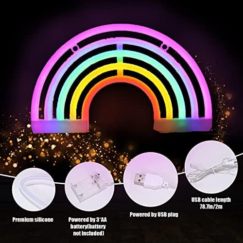 Duotts ​​Neon Rainbow, LED Rainbow Neon Rainbow Néon Sign Decoração de parede Decoração de arco -íris de neon arco -íris de arco -íris de arco -íris para festa da decoração de natal de barro de festa （11,4 x 5,7 x 0,79 em））