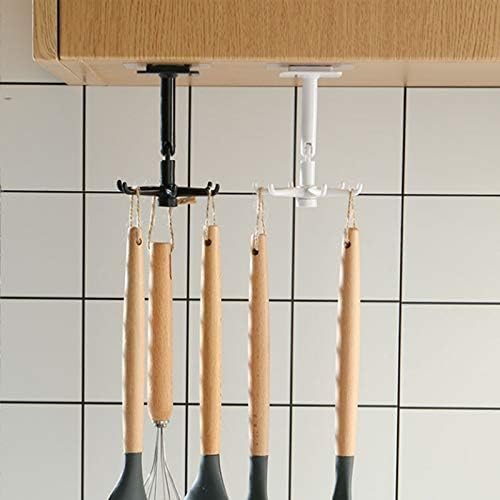 Gancho rotativo de cozinha de 2 peças, gancho de parede auto-adesivo de utensílios de mesa multifuncional, cabide rotativo