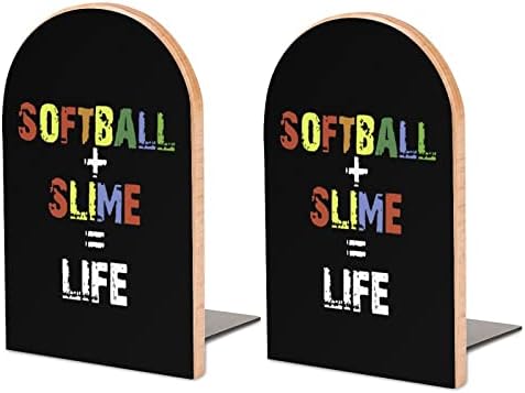 Life de lodo de softball Livros de madeira de madeira Modern Decorative Bookshelf Book Stopper Desk Shelds Setors de 2 Conjunto