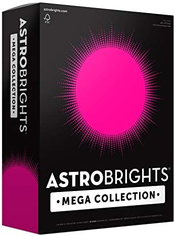 Astrobrights Mega coleção, papel colorido, verde neon e Astrobrights Mega coleção, papel colorido, rosa brilhante e mega coleção de Astrobrighs, papel colorido, azul brilhante