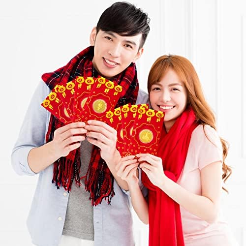 Outus 12 peças envelopes vermelhas chineses Rabbit Coins Red Envelopes Rediche de Pacote Vermelho Chinês Coins Comemorativas Com Hong Bao Envelopes Vermelhos para Ano Novo Aniversário de Casamento