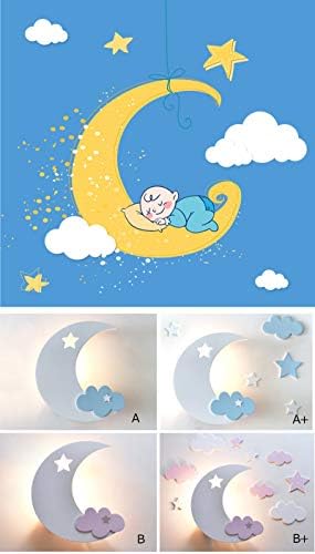 Anye Moon Light for Kids Wall Lamp Blue Cloud Lovely Night Sky Bursey Decoração de parede de parede Lâmpada de lâmpada noturna