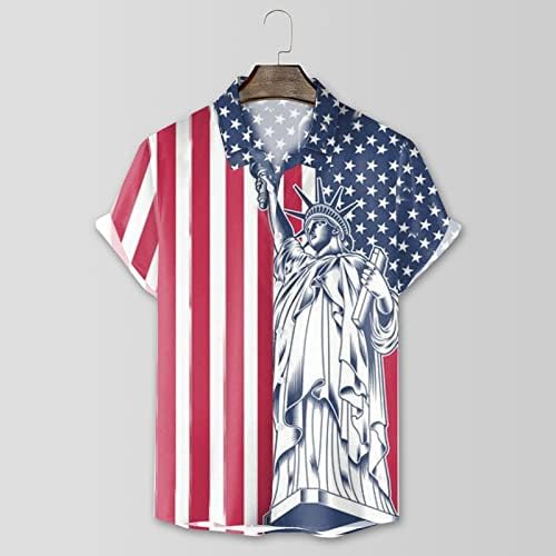 Miashui masculina camisa masculina bandeira de lazer 3D botão de impressão digital de lapela de manga curta camiseta camiseta
