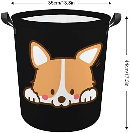 Cenas de roupa fofas de cachorro corgi com alças de roupas redondas à prova d'água Hampers Storage Bag Organizer