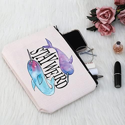 G2TUP Narwhal Amante Presente Stay Wei-RD Bolsa de maquiagem Narwhal Bolsa cosmética do mar Narwhal Gift Whale Gift Gift