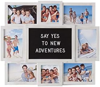 MENANNCO Letterboard personalizável 8 colagem de fotos, 19 x 17 polegadas, branco angustiado