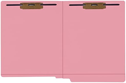 Pasta de arquivo de tabela final, rosa, 2 prendedores, guia de corte reto reforçado com 11 pontos, tamanho da letra, 50/caixa