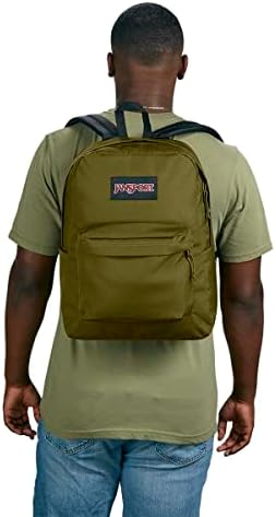 Jansport Superbreak Plus Backpack - Trabalho, viagens ou livros de laptop com bolso de garrafa de água - Exército Verde.