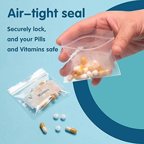 Pacote de sacolas de pílulas de 100 - bolsa de comprimidos gratuita de bpa 3 x 2,75 polegadas saco de 4mil com selo de gravação