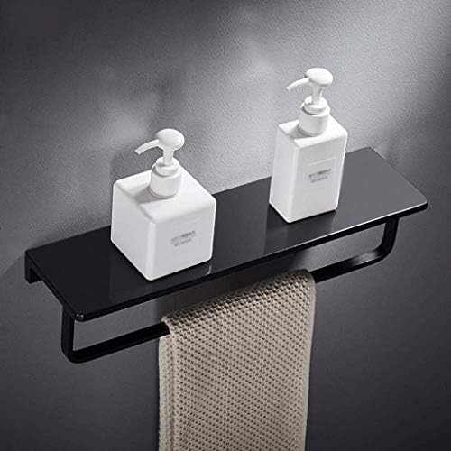 WSZJJ Rack de toalha - Toalha de alumínio preto, prateleira de banheira do banho de banheiro, tamanho 37x10x8 cm