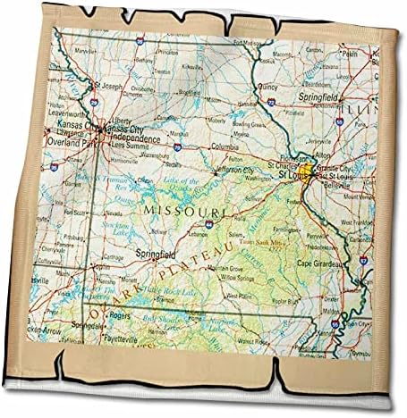 3drose Florene Décor II - Mapa emoldurado do Missouri - toalhas