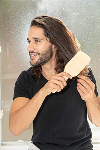 Escova de cabelo de cerdas de madeira | Comprimento 10,25 Largura 3,5 | Grande e ecológica grande e ecológica, cabo