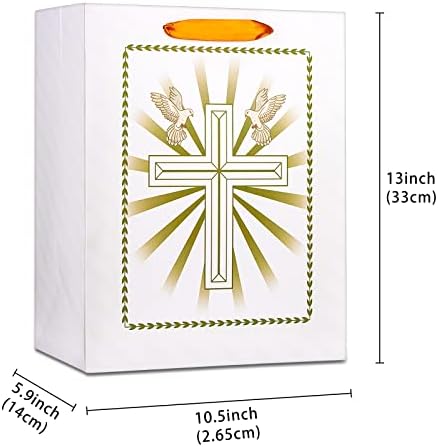 Bolsa de presente grande Facraft 13 com papel de papel transversal de papel com alça para o batismo.