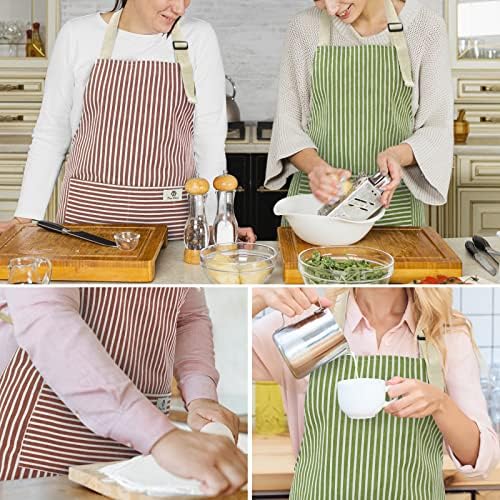 NLUS 2 Pacote aventais de cozinha à prova d'água para mulheres com bolsos Aventais de chef ajustáveis ​​para cozinha, cozinha, cozimento, churrasco, churrasqueira
