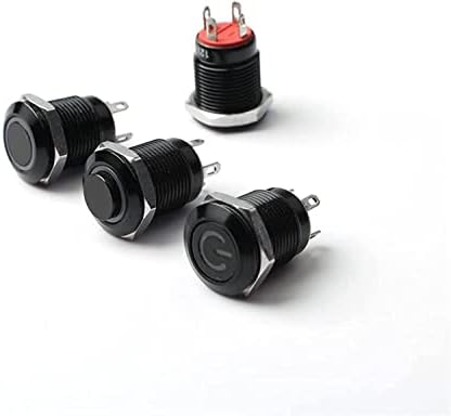 Tpuoti 12mm de botão de botão de metal preto oxidado de 12 mm com lâmpada de led de trava momentânea PC Power interruptor 3V 5V 6V 12V
