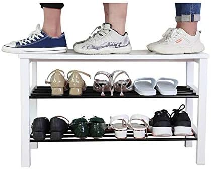 Whlmyh Rack de sapato de estilo simples, bancada de sapato de sapato com prateleira de metal para casa fácil de montar 3 camadas de minimalista branco, adequado para corredores, portas, hotéis