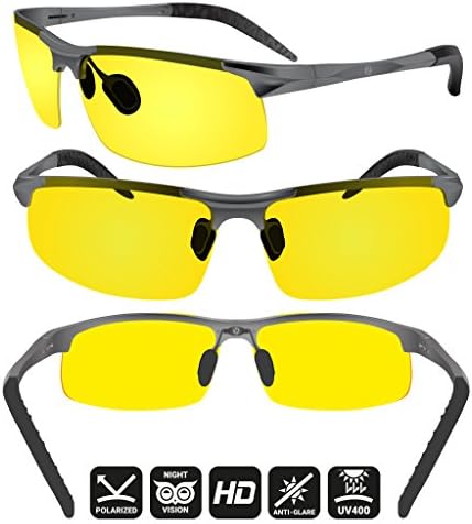 Óculos de condução noturna de Blupond para homens/mulheres - Visão amarela HD para maior clareza - Viseira Knight