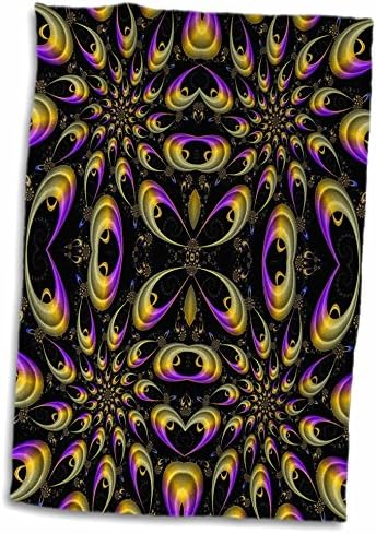 Arte fractal de Florene 3drose - ouro fractal n roxo em preto - toalhas