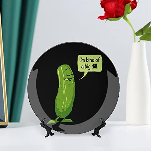 Big Dill Pickle Plate Decorativo Placa Cerâmica Redonda Plina de China com Display Stand for Party Wedding Decor