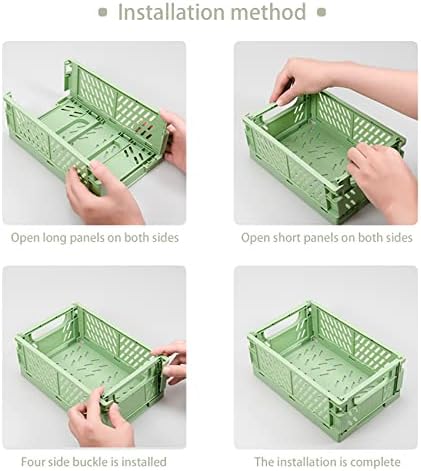 Mini caixas pastel de 4 pacotes, para armazenamento de mesa Organizando mini caixas de plástico, caixa de feno dobrável,
