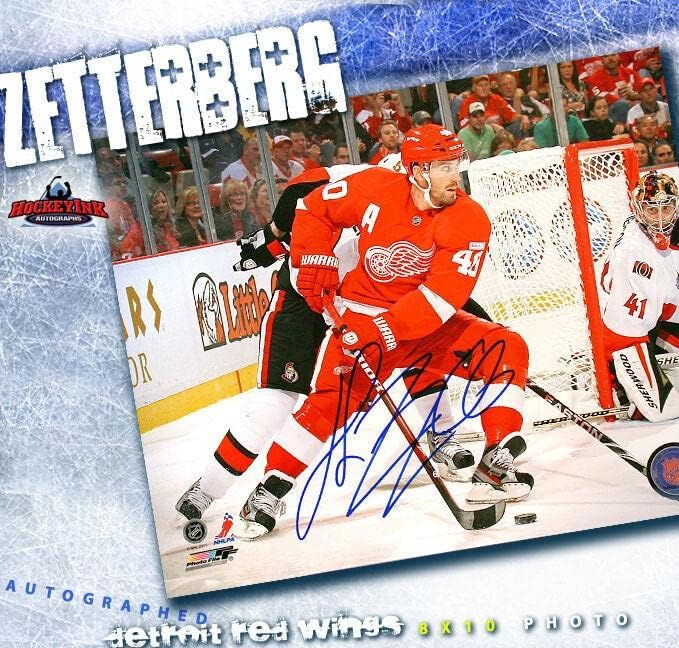 Henrik Zetterberg assinou Detroit Red Wings 8 x 10 foto - 70496 - fotos autografadas da NHL