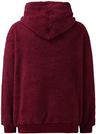Sweatshirts Sherpa com capuz para mulheres com moletons de cor sólidos de manga comprida suéter de lã casual com tops de