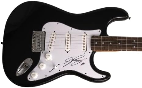 Sam Smith assinou autógrafo em tamanho grande Black Fender Stratocaster Electric Guitar w/James Spence JSA Autenticação - Love Goes, a emoção de tudo, na hora solitária, raro