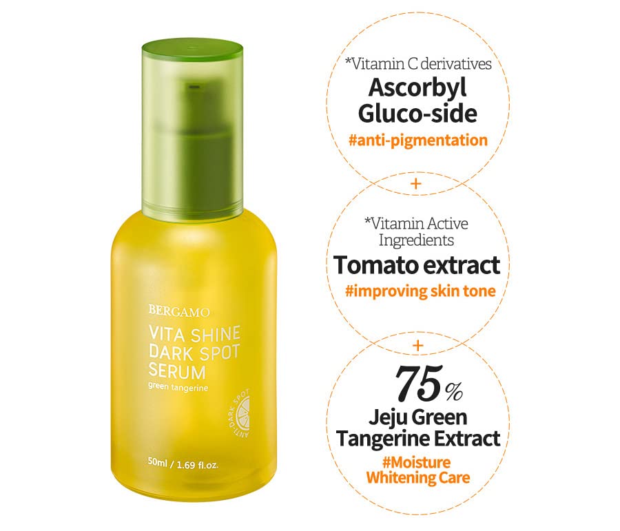 [Bergamo] Tangerina verde Vita Shine Spot Spot Sorum 50ml+10ml/ Wrinkle Care, Hidratante/ Cosméticos Coreanos