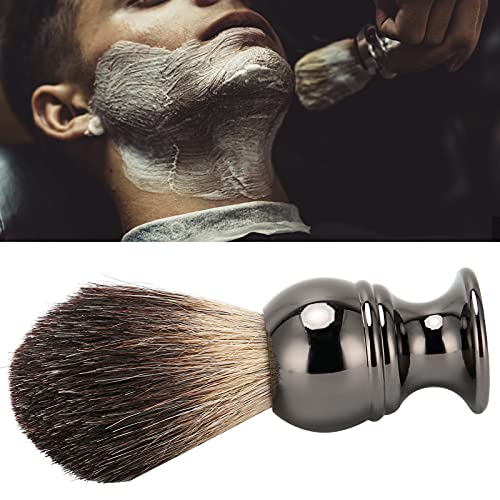 Escova de barbear masculina, escova de barbear portátil com alça de aço inoxidável
