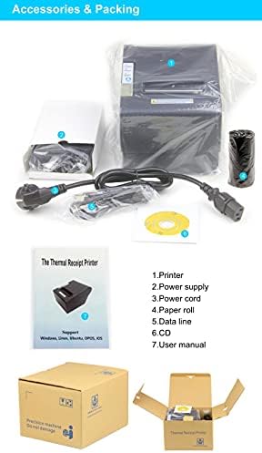 Impressora de recibo térmica do Weeius Pos, conexão serial Ethernet LAN USB, com cortador automático, impressora de restaurante, 3 1/8 80mm, Windows SUPLO