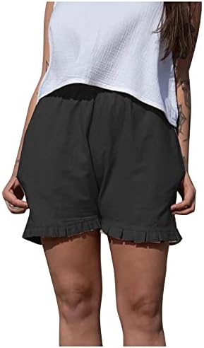 Overmal Fashionwomen Solid Color Cantura alta bolso casual shorts de temperamento largo largo