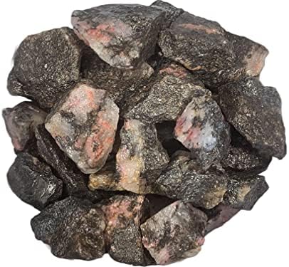 Materiais Hypnotic Gems: 1 lb Rodonita em massa de Madagascar - Grande 1 a 1,25 Tamanho médio por rocha