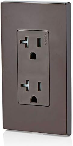 Leviton T5825, 20 amp, adulteração, receptáculo de decora duplex, grau residencial, marrom