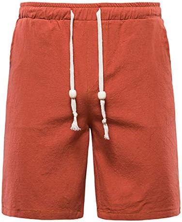 Treino masculino Shorts Summer Summer Cotton e shorts de praia de linho para shorts esportivos com bolsos