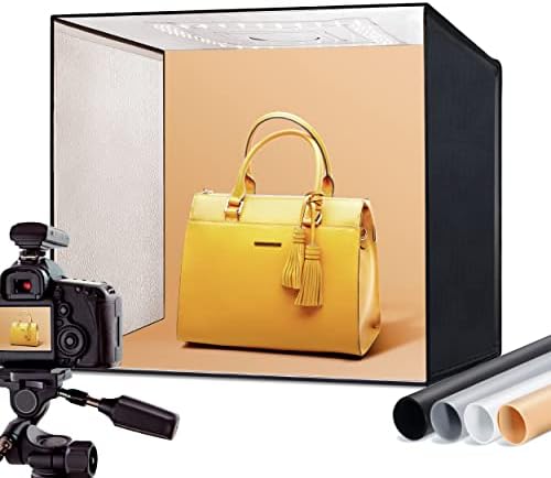 RALENO® 20''X20 '' Estúdio fotográfico Light, portátil Kit de barraca de tiro com 120 luzes LED inclui 4 fundos anti-poeira de PVC