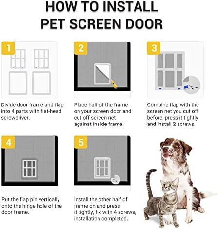 Porta de tela de cachorro pequeno, porta de gato trancável para porta deslizante, fácil instalar a porta de tela de