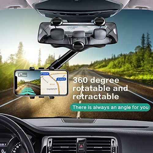TrendySupply Trowview Mirror Phone Titular para carro, multifuncional, 360 rotativo e retrátil, compatível universal para todos os smartphones, GPS pendurados, dever pesado