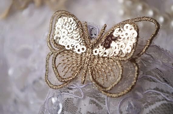 Mahacraft 20 PCs Gold Butterfly Applique Metallic Gold Butterfly Corpey Patch - tecido para costura