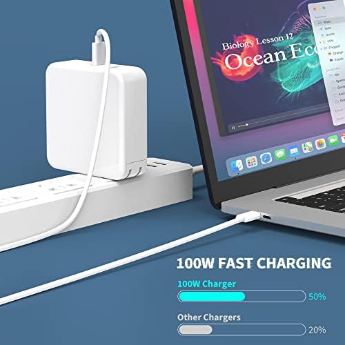 Mac Book Pro Charger 100W USB C Tipo C Repolling Laptop Charger compatível com MacBook Pro 16, 15, 14, 13 polegadas,