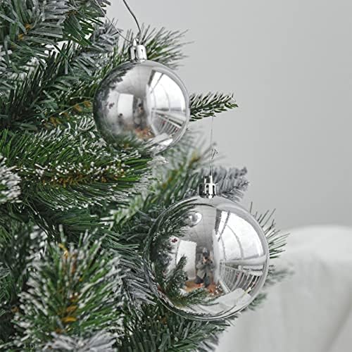6pcs Árvore de Natal Pingente de bola de cor prata Eletroplatação de plástico brilhante Decoração de bola de natal Decoração de casamento Supplies Crystal String