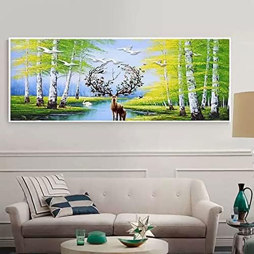 Instarry DIY 5D Diamond Pintura de tamanho grande alces e bosques de bordados decorações de casa para a sala de estar 59,1x19,7 polegadas