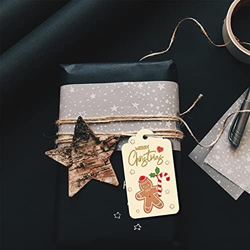 Tags de presente de papel de natal com cordas Kraft Gift Tags Tags de natal para presentes Cartões de etiqueta Cartões