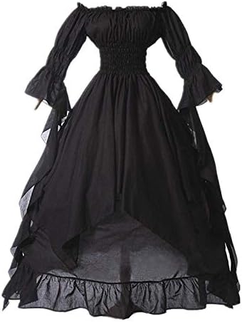 Vestido vitoriano feminino halloween vestidos góticos renascentista traje medieval de alta cintura vestido irlandês fora de ombro vestido de ombro