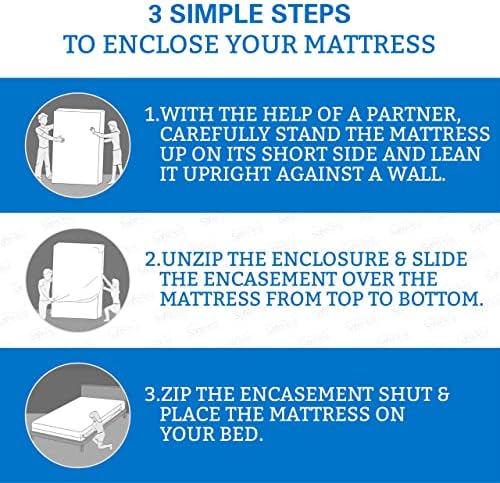 Protetor de colchão com zíper mais seguro - premium de 9 a 12 polegadas de colchão à prova d'água para cama - colchão lavável e respirável