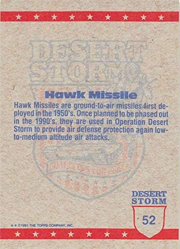 1991 Topps Desert Storm Yellow Logo Letter Coalition for Peace Trading Cards #52B Hawk Missile